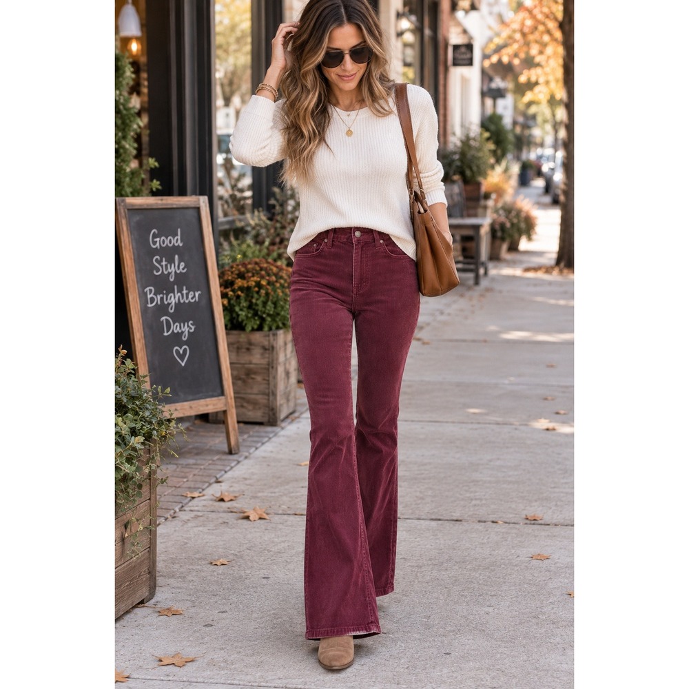 Gap Vintage Flare Corduroy Pants 26S Burgundy High Rise 70s